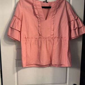 Ann Taylor Pink Ruffled Boxy Blouse